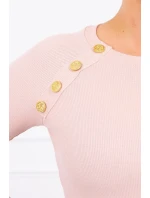 Šaty s ozdobnými gombíkmi tmavo púdrovo ružové