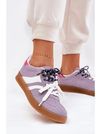Niskie Sneakersy Damskie Z Podwójnym Sznurowaniem Fioletowe Ventus