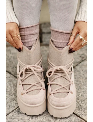 Snežnice s viazaním na platforme béžové Mavora