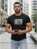 Pánske tričko s klasickou čiernou potlačou FashionStreet NX5014R