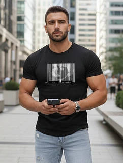 Pánske tričko s klasickou čiernou potlačou FashionStreet NX5014R