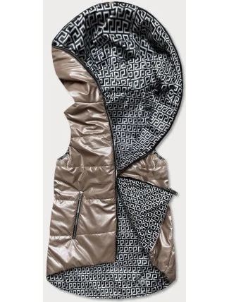 Rozšírená obojstranná dámska vesta vo farbe cappuccino (B8006-12) Rozšírená obojstranná dámska vesta vo farbe cappuccino (B8006-12)