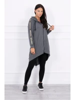 Mikina so zipsom na chrbte graphite melange