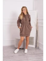 Zateplené šaty s kapucňou mocca Zateplené šaty s kapucňou mocca