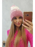Dámska čiapka s brmbolcom Abigail K326 powder pink+ecru