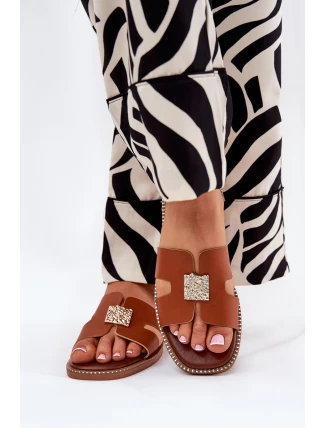 Płaskie Klapki Z Wycięciami I Ozdobą Camel Bohalis