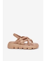 Sandały Damskie Na Platformie Z Paskami Beżowe Filamira