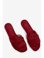 Plochké dámské pantofle s pásky bordové Pavelle