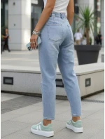 Dámske džínsy s vysokým pásom mom fit modré FashionStreet UY2895