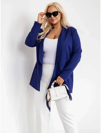 Dámske klasické plus size tmavomodré sako (8275)