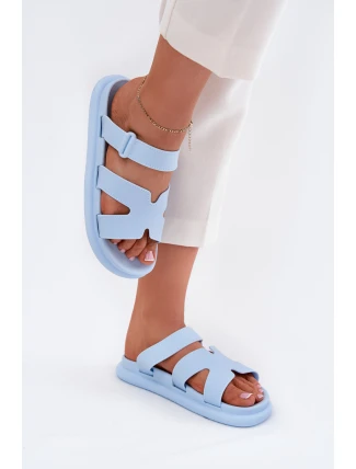 Gumowe Klapki Damskie Z Paskiem Niebieskie Tavirae