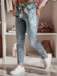 Dámske džínsové nohavice slim fit s opaskom FLORETTA modré FashionStreet UY2490