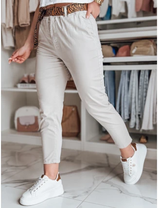 Dámske nohavice s opaskom MADELINA light beige FashionStreet UY2623
