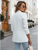 Dámske klasické sako s volánovými rukávmi ecru FashionStreet PY0136 Dámske klasické sako s volánovými rukávmi ecru FashionStreet PY0136