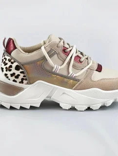 Béžové dámske športové topánky so zvieracím motívom (VIVI1038)