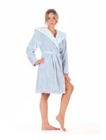 Dámsky župan Flora s kapucňou krátky 4856 Jednofarebný ľadovo modrý - Vestis