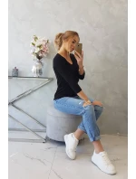 Blúzka s výstrihom do V čierna Blúzka s výstrihom do V čierna