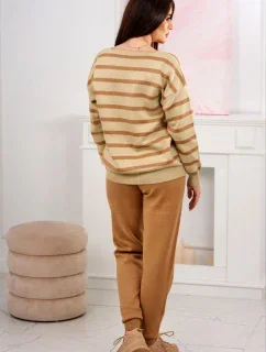 Sveter set Pruhovaná mikina + Nohavice Ťava