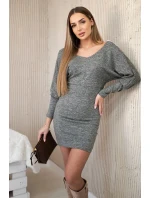 Dámske šaty s 3/4 rukávmi a čipkou na chrbte khaki Dámske šaty s 3/4 rukávmi a čipkou na chrbte khaki