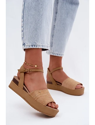 Dámske sandále na platforme Wrangler 20261076.38F dark beige