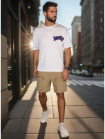 Pánske biele bavlnené tričko s potlačou FashionStreet RX5644 Pánske biele bavlnené tričko s potlačou FashionStreet RX5644