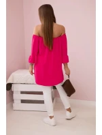 Španielska blúzka s volánikmi na rukáve fuchsiová