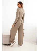 Dámska súprava z viskózy s blúzkou a širokými nohavicami fango