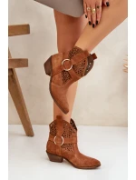Zamszowe Botki Kowbojki Ażurowe Na Obcasie Zazoo 2994 Camel Zamszowe Botki Kowbojki Ażurowe Na Obcasie Zazoo 2994 Camel