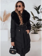Dámska prešívaná zimná bunda s umelou kožušinou čierna FashionStreet TY5076