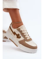 Sneakersy Damskie Na Platformie Beżowe Zeparine