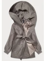 Dámska hnedá bunda so vzorom rybej kosti (2726) Dámska hnedá bunda so vzorom rybej kosti (2726)