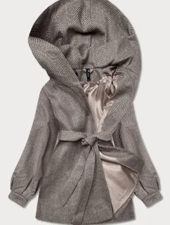 Dámska bunda predĺženého strihu hnedá rybia kosť (2726)