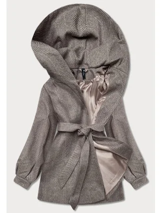 Dámska hnedá bunda so vzorom rybej kosti (2726) Dámska hnedá bunda so vzorom rybej kosti (2726)