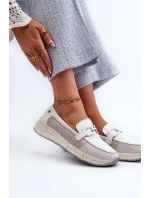 Damskie Skórzane Mokasyny D&A TW210 Białe