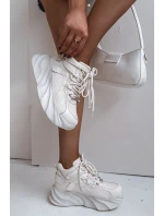 Sneakersy Damskie Skóra Naturalna GOE SS2N4037 Zgaszona Biel
