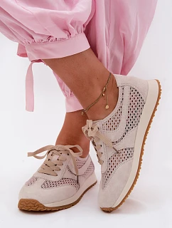 Dámske semišové sieťované tenisky Gelina light beige