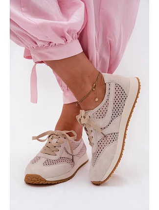 Dámske semišové sieťované tenisky Gelina light beige Dámske semišové sieťované tenisky Gelina light beige