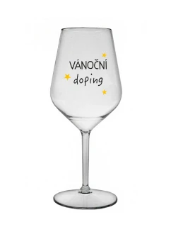 VÁNOČNÍ DOPING - čirá nerozbitná sklenice na víno 470 ml