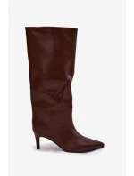 Dámske čižmy na podpätku CLS-573/C-356 Brown . Joalice Paris