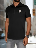 Pánske polo tričko s aplikáciou čierne FashionStreet PX0647