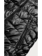 Čierna metalická dámska bunda s kapucňou (W717)