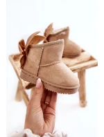 Dziewczęce Ocieplane Śniegowce Z Kokardkami Beżowe Meriva