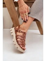 Skórzane Sandały Damskie Zazoo 3695 Camel