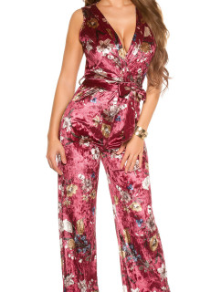 Sexy KouCla jumpsuit velvet look with floral print