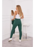 Tepláky so zaväzovaním v páse tmavo zelené