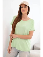 Dámska viskózna blúzka oversize s krátkymi rukávmi a okrúhlym výstrihom