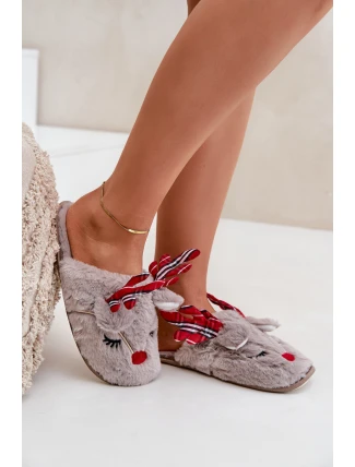 Świąteczne Kapcie Z Motywem Renifera Ciemnobeżowe Sylaia