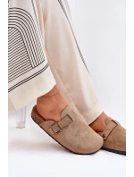 Klapki Chodaki Damskie i Na Platformie Z Klamrą Khaki Selio