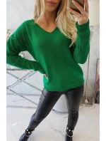 Sveter S202-15 V-výstrih zelený - Kesi