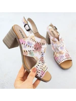 Dámske kvetinové ažurové sandále na podpätku Jezzi 24125 Dámske kvetinové ažurové sandále na podpätku Jezzi 24125